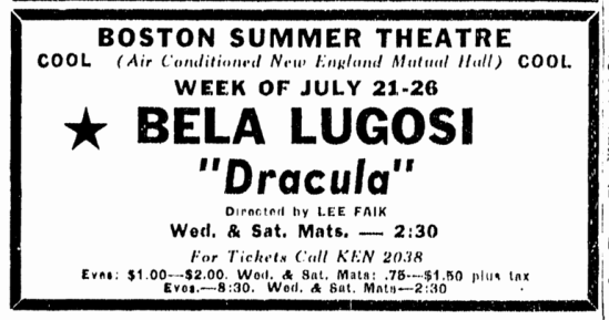 Dracula, Boston Herald, July 20, 1947