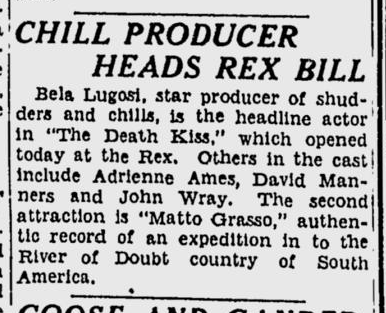 Death Kiss, Spokane Daily Chronicle, March 17, 1936