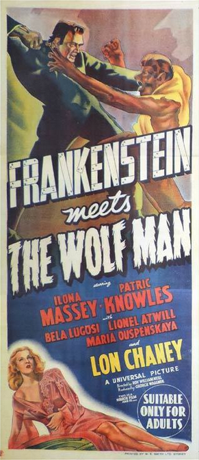 Frankenstein Meets The Wolfman Australian Daybill