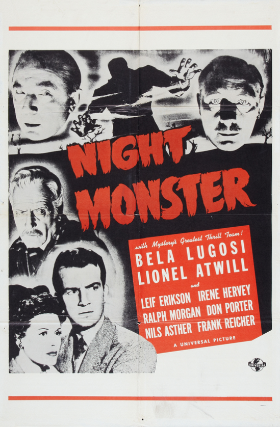 Night Monster 1950s Re-Release One Sheet