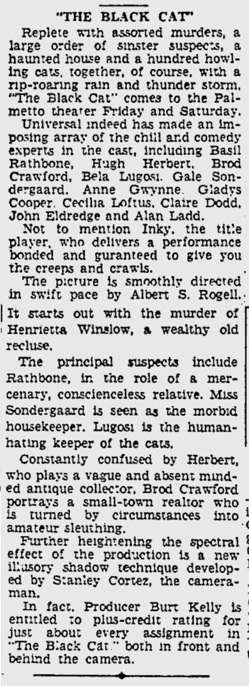 The Black Cat, Herald-Journal, Aug 10, 1941