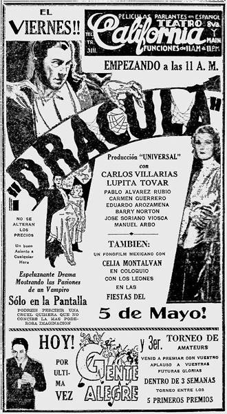 Dracula, La Opinion (Los Angeles), May 8, 1931 - John Donaldson Collection